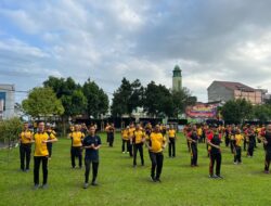 Mempererat Silaturahmi, Kapolres, Danyon Brimob, Beserta PWI Lubuklinggau Senam Bersama